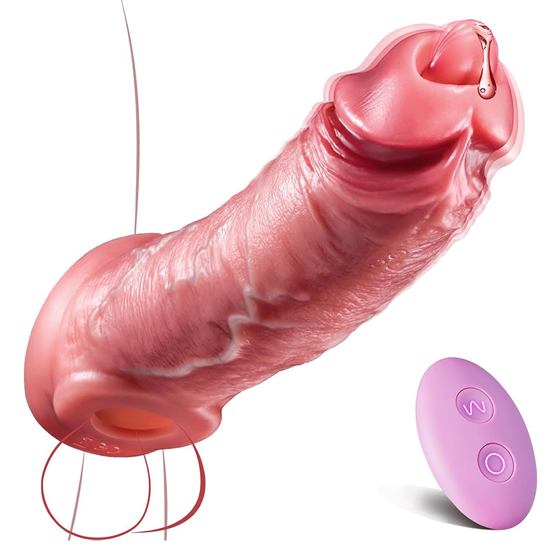 8.6" x 1.8" Best Vibrating Cock Sleeve with 10 Licking Vibration Modes